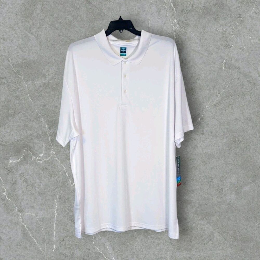 PRO TOUR Golf Polo Shirt Men’s Big & Tall 4X Stretch 1/4 Button White NWT